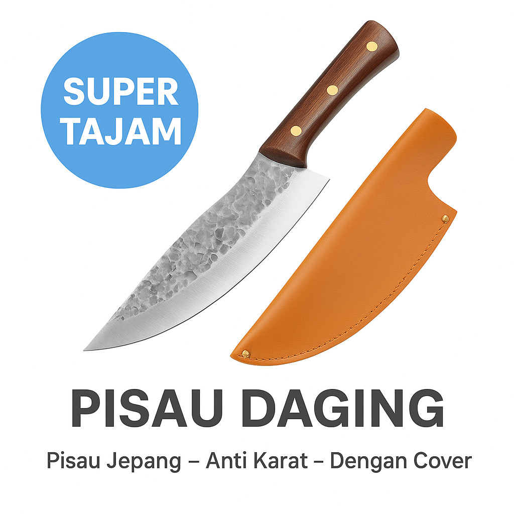 Set Pisau Dapur Stainless Steel Jepang-Pisau Potongan Presisi Multifungsi-Pisau Daging Jumbo-Alat Pe
