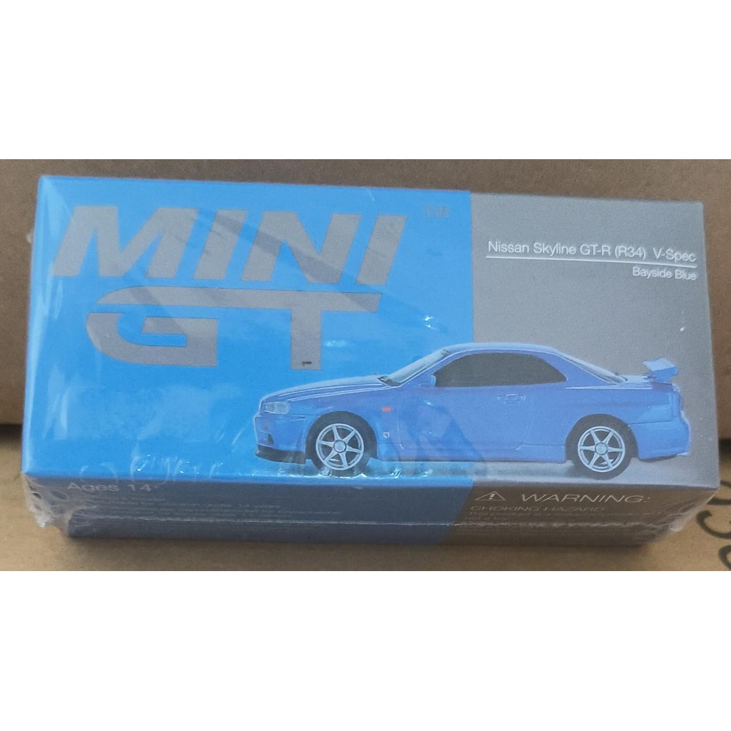 MINIGT NISSAN SKYLINE GTR R34 V-SPEC BIRU SEAL ORIGINAL