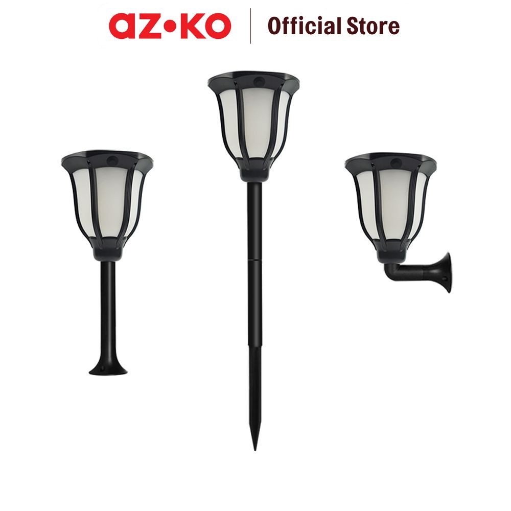 AZKO Krisbow Arni Lampu Taman Solar Bollard Flame 50 Lumens 2000K Lampu Sorot Spotlight Lampu Solar 