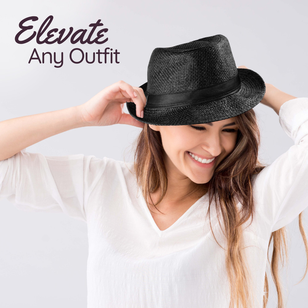 COD Topi Laken Jazz Fedora Hat Gaya Stylish Klasik Vintage Detail Anyam Cantik Inner Katun Nyaman Le