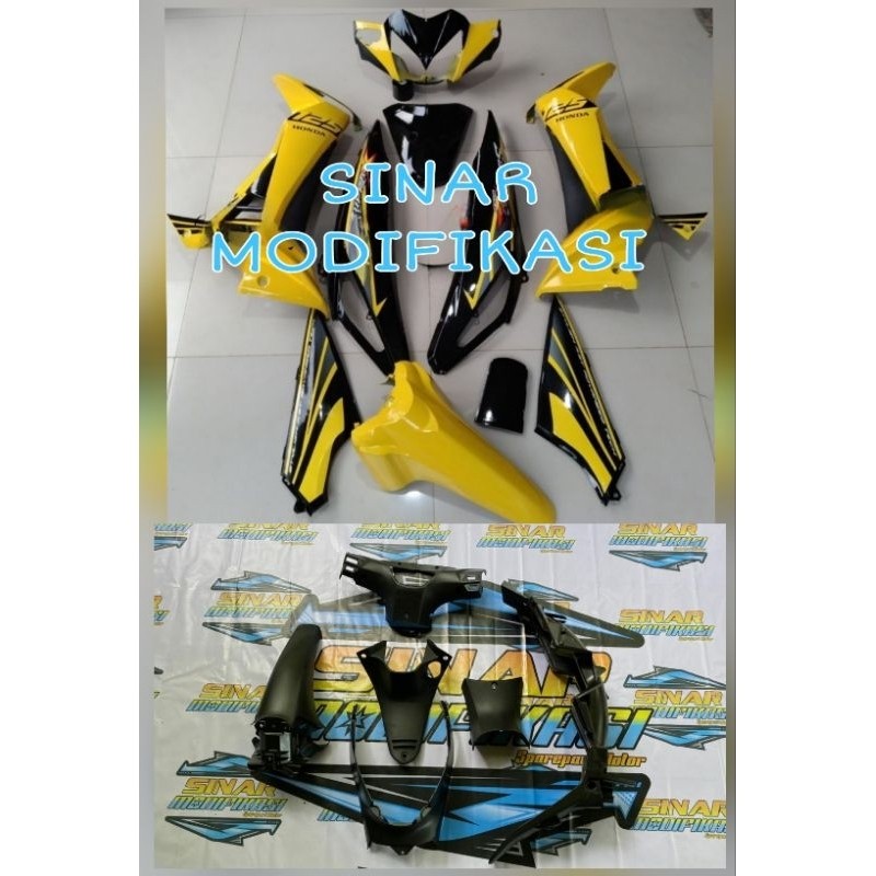 fullset body Supra x 125 karburator Supra x 125 Batman tahun 2007-2014 warna kuning hitam