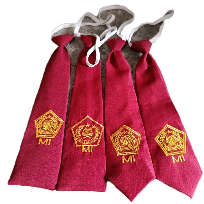 Dasi Mi/Dasi Mts Bordir/Dasi Sekolah polyester satin pink salur badge