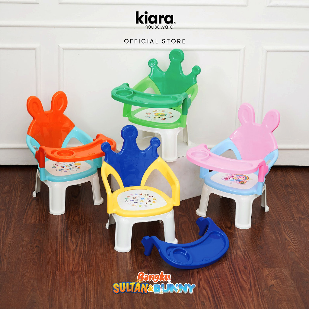 KIARA HOUSEWARE Set Meja Kursi Anak Sultan Bangku Belajar Plastik Sandaran