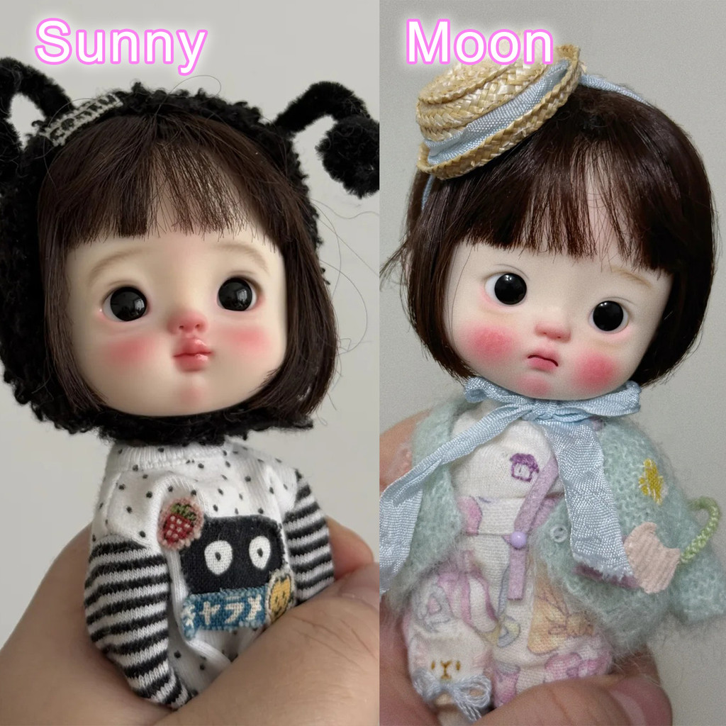 BJD Doll 1/8 OB Mini Sunny Moon Big Expression Head with Naughty & Aggrieved Face | Anime Figure Nud