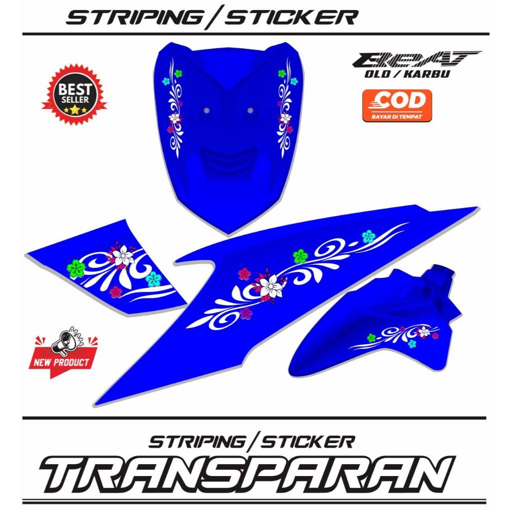Striping Variasi Honda Beat Karbu / STIKER TRANSPARAN Variasi Beat Karbu VARIASI MOTOR