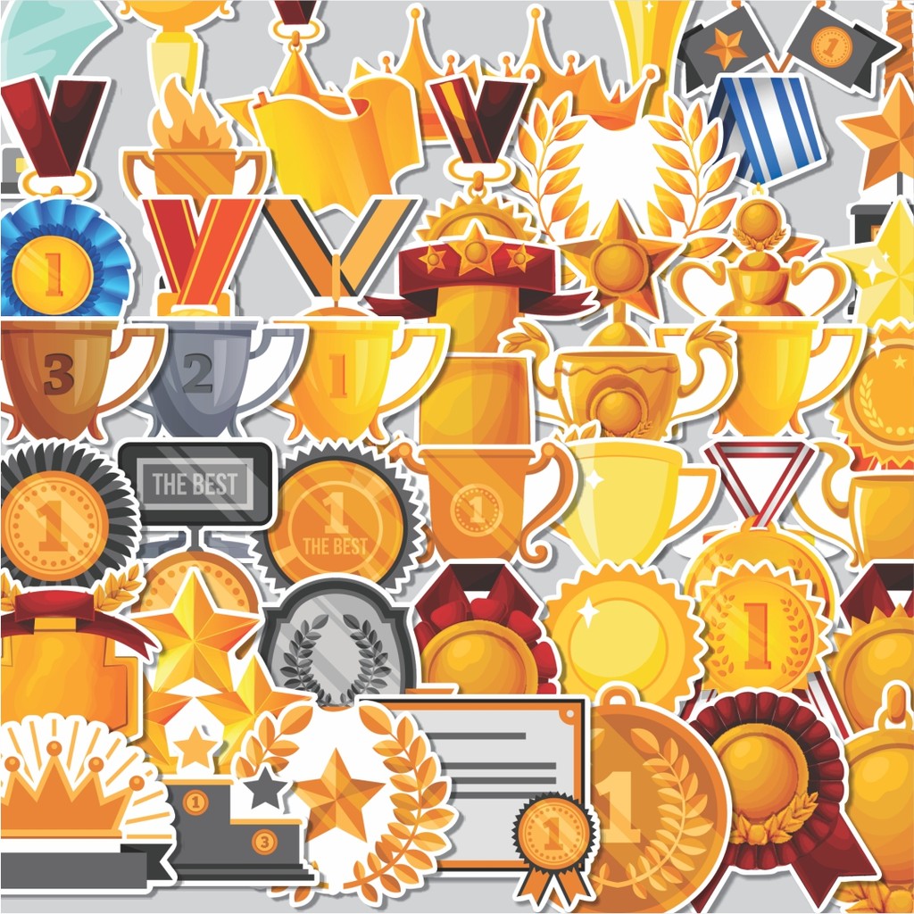Stiker Cutting Pack Stiker Awards Dekorasi Lucu Kreatif untuk Notebook, Skateboard, HP