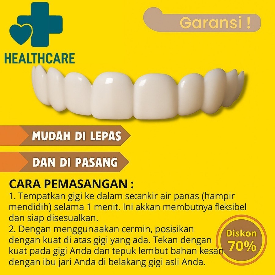 inputmode ORI Venner gigi palsu snap on smile 100% authentic / gigi palsu Snap On Smile 1 SET happy 