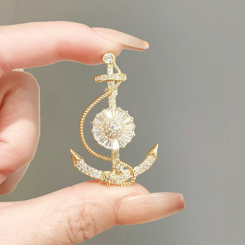 LEERE-Bros Hijab Jangkar Kapal Modis Kreatif Bros Jilbab Kebaya Wanita Dapat Diputar Mewah Fashion S