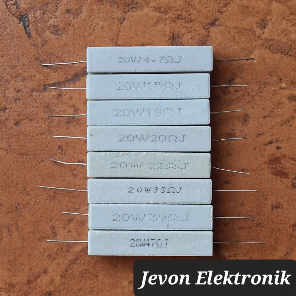Resistor Kapur R 20 w watt 4R7 15 18 20 22 33 39 47 ohm 20w