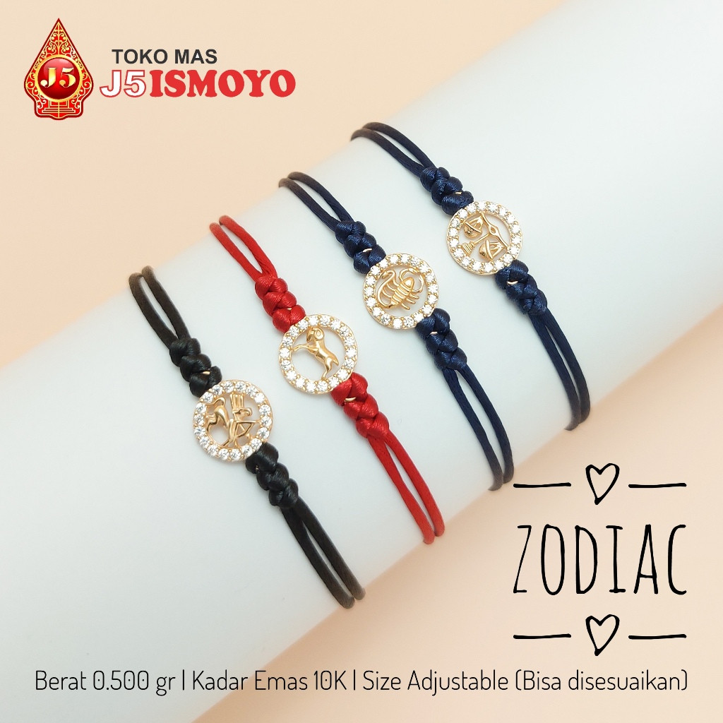 Gelang Emas 10 Karat Tali Zodiac J5 Ismoyo