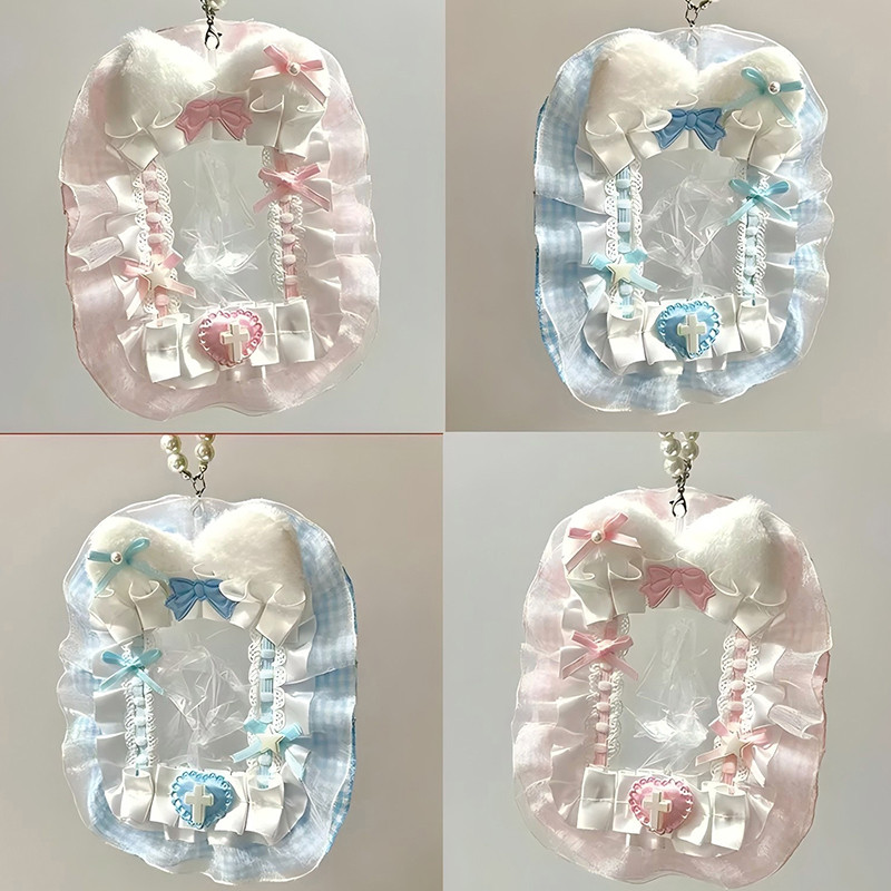 Diy Plush Lace Poker Card Holder Kpop Photocard Case Ribbon Bow Lolita Sweet Toploader Anime Itabag 