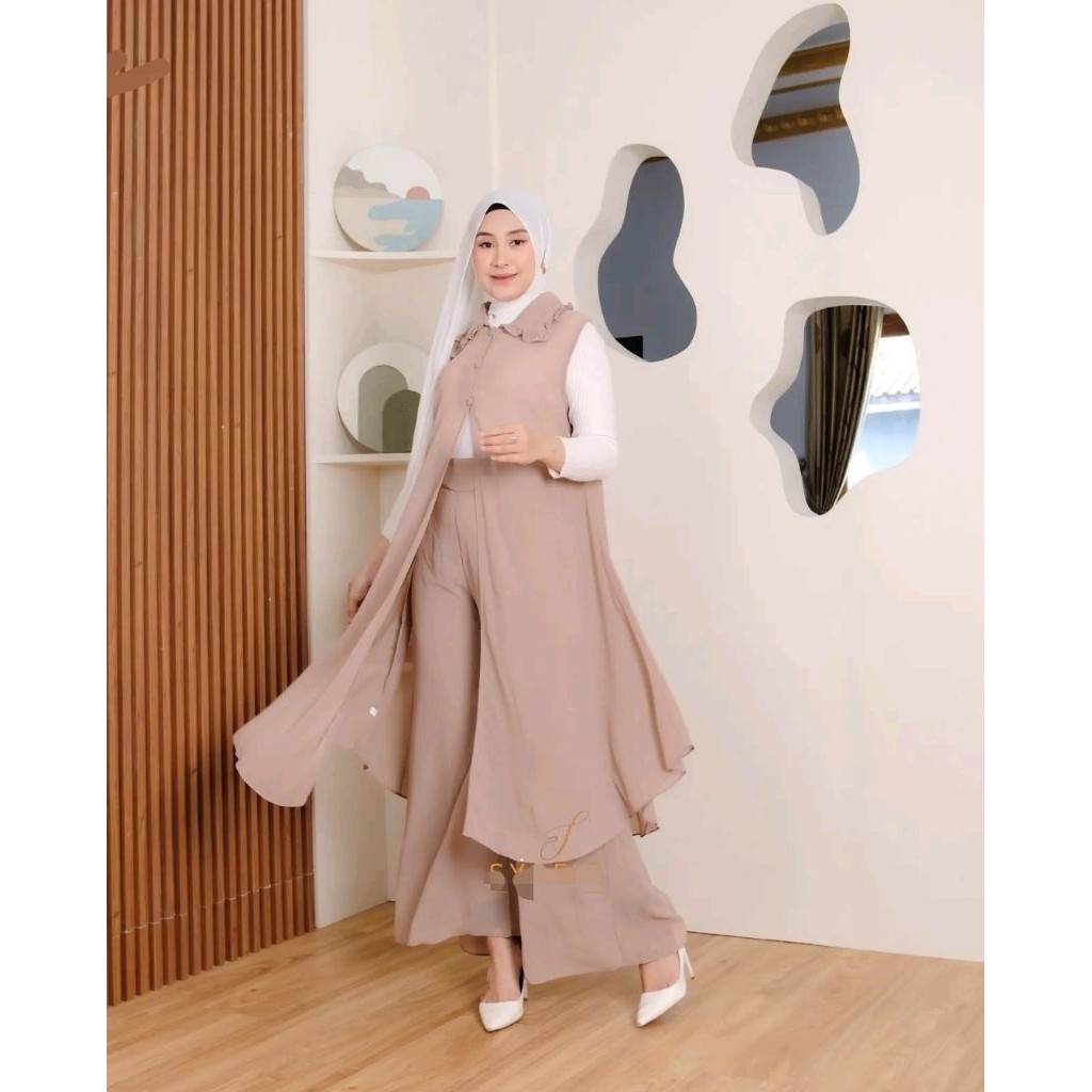 BJP - SETELAN OUTER + KULOT PAYUNGCELANA KULOT PAYUNG MUSLIMAH SETELAN BAJU WANITA BARU SETELAN HIJA