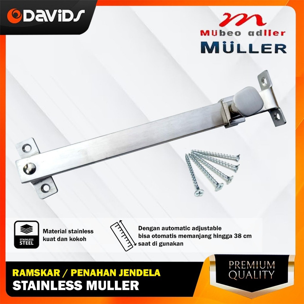 Penahan Jendela Cantolan Lamskar  Stainless Steel Muller 8 Inch