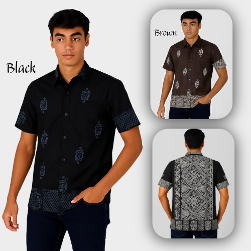 Kemeja Batik Pria / Kemeja Batik Lengan Pendek Motif Batik Modern / Kemeja Batik Kantor Simple
