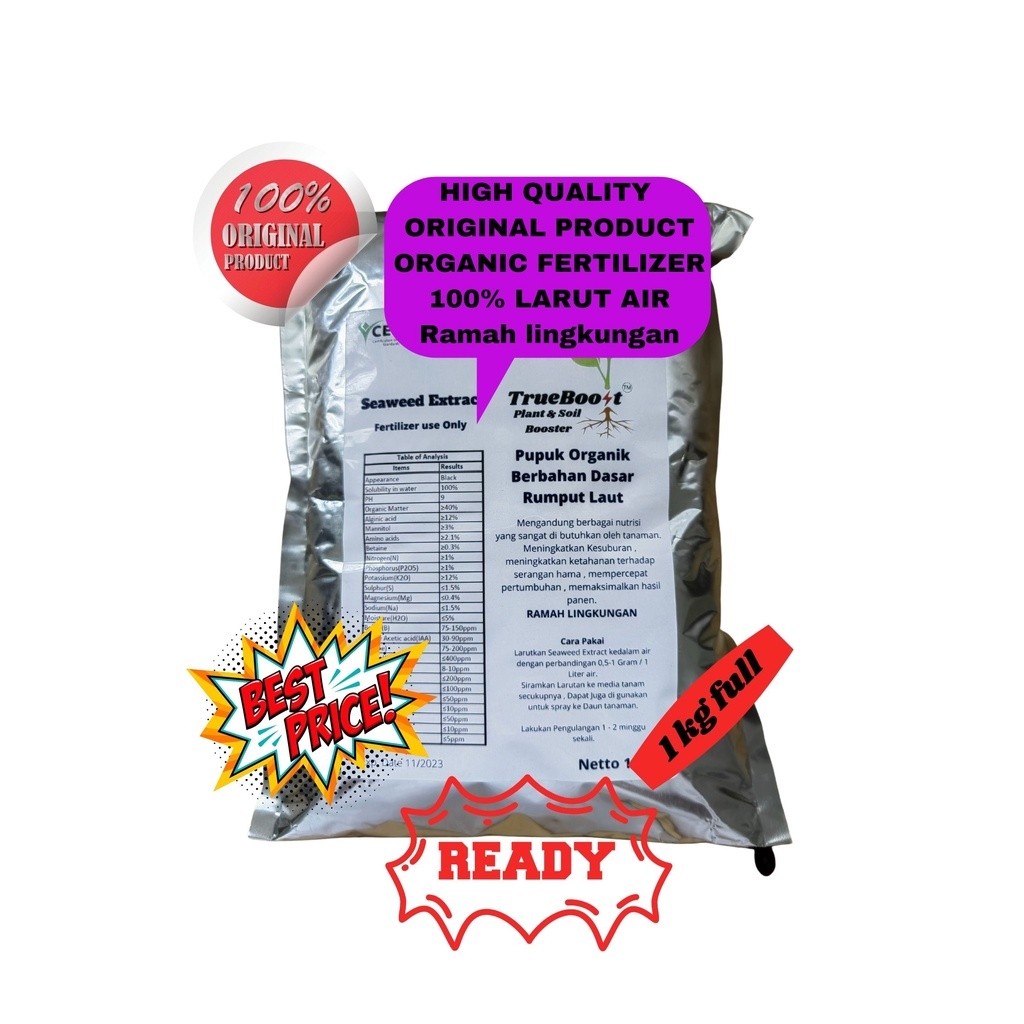 JANGANLIRIK Seaweed Extract pupuk Organik  ( 1 kg ).