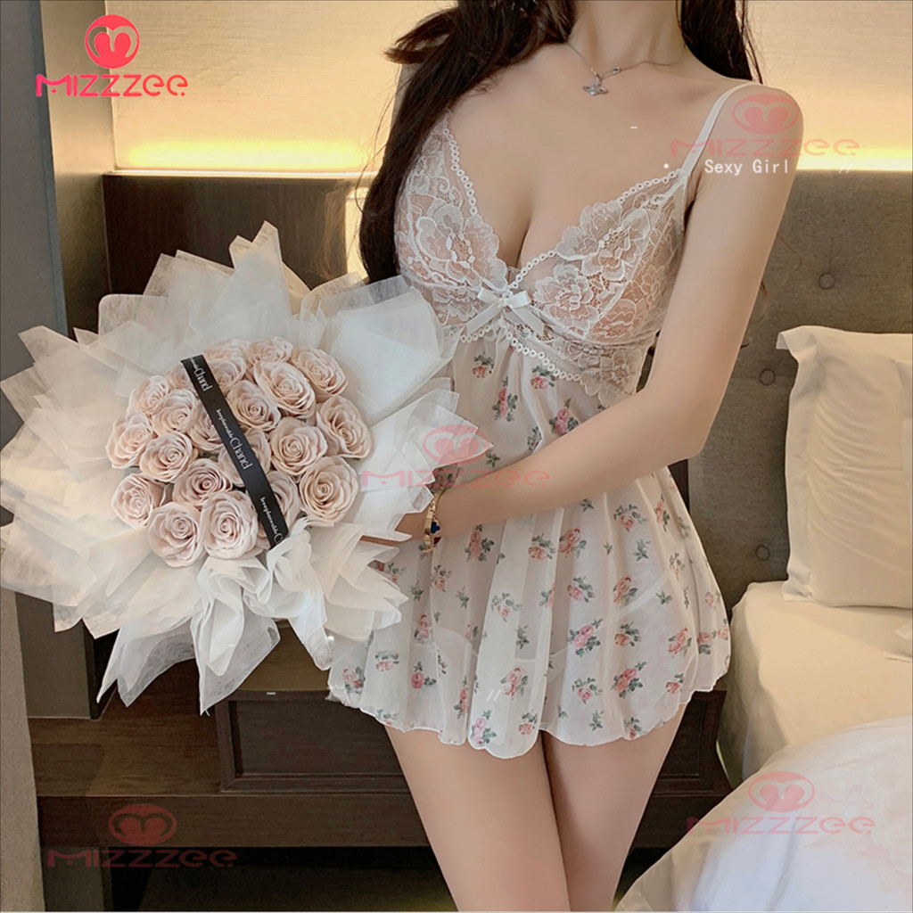 Mizzzee - Sexy Nightgown Premium Lingerie G string Transparan Setelan Lingery Baju Seksi Wanita Baju