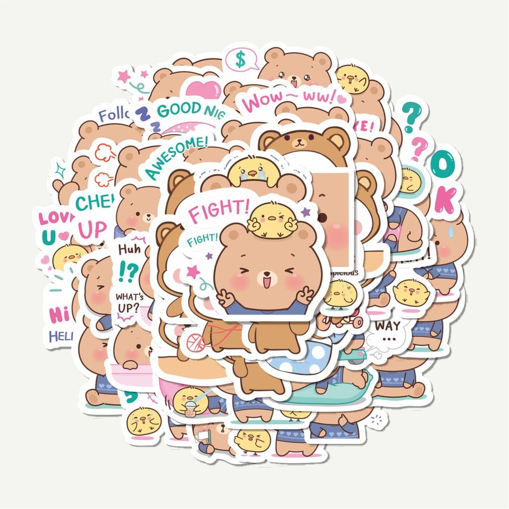 Sticker Pack Stiker Kawaii Bear Cute V9 | Sticker TUMBLR | Stiker LAPTOP KOPER HELM