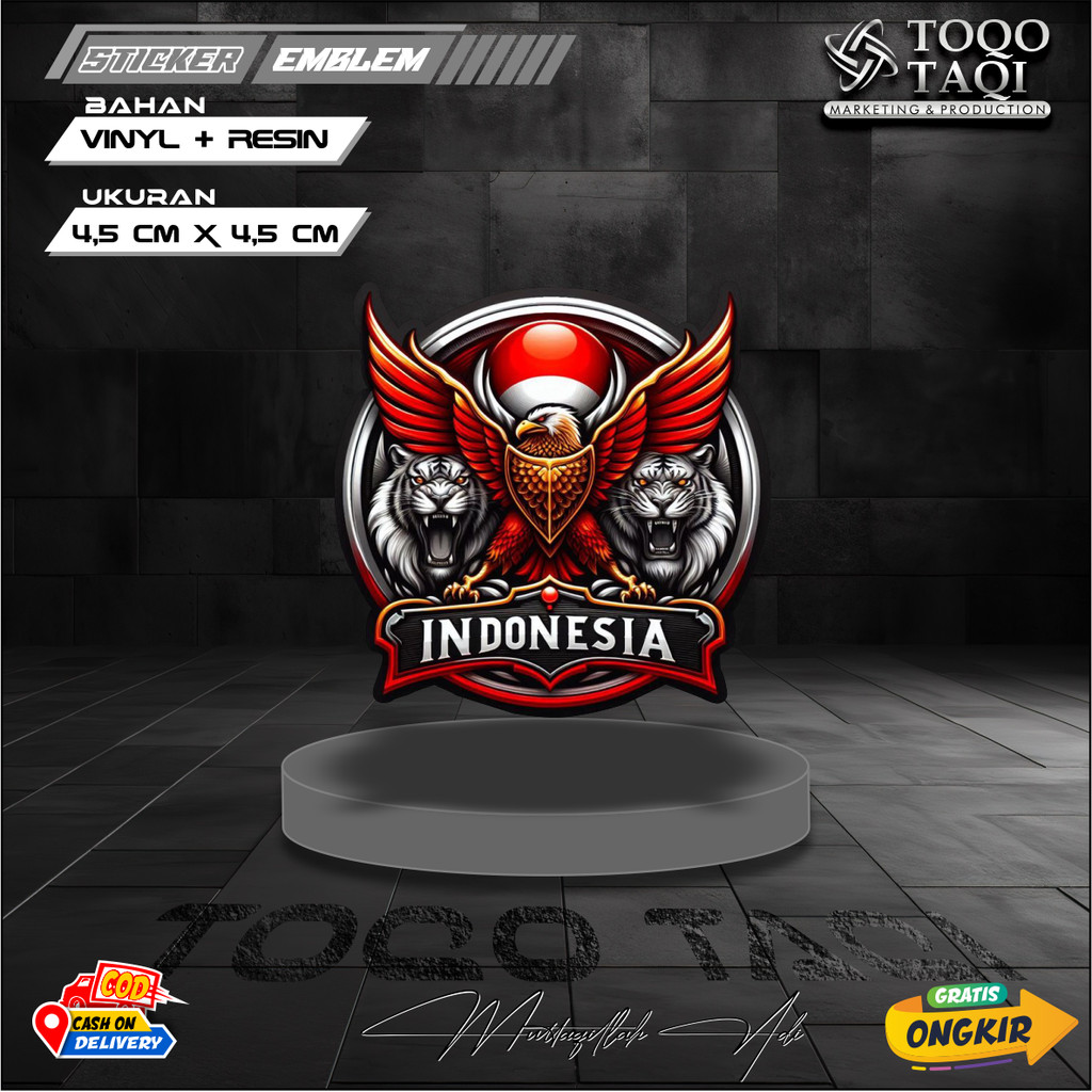 STIKER TIMBUL RESIN EMBLEM LOGO GARUDA INDONESIA MACAN PUTIH STICKER  TOQO TAQI
