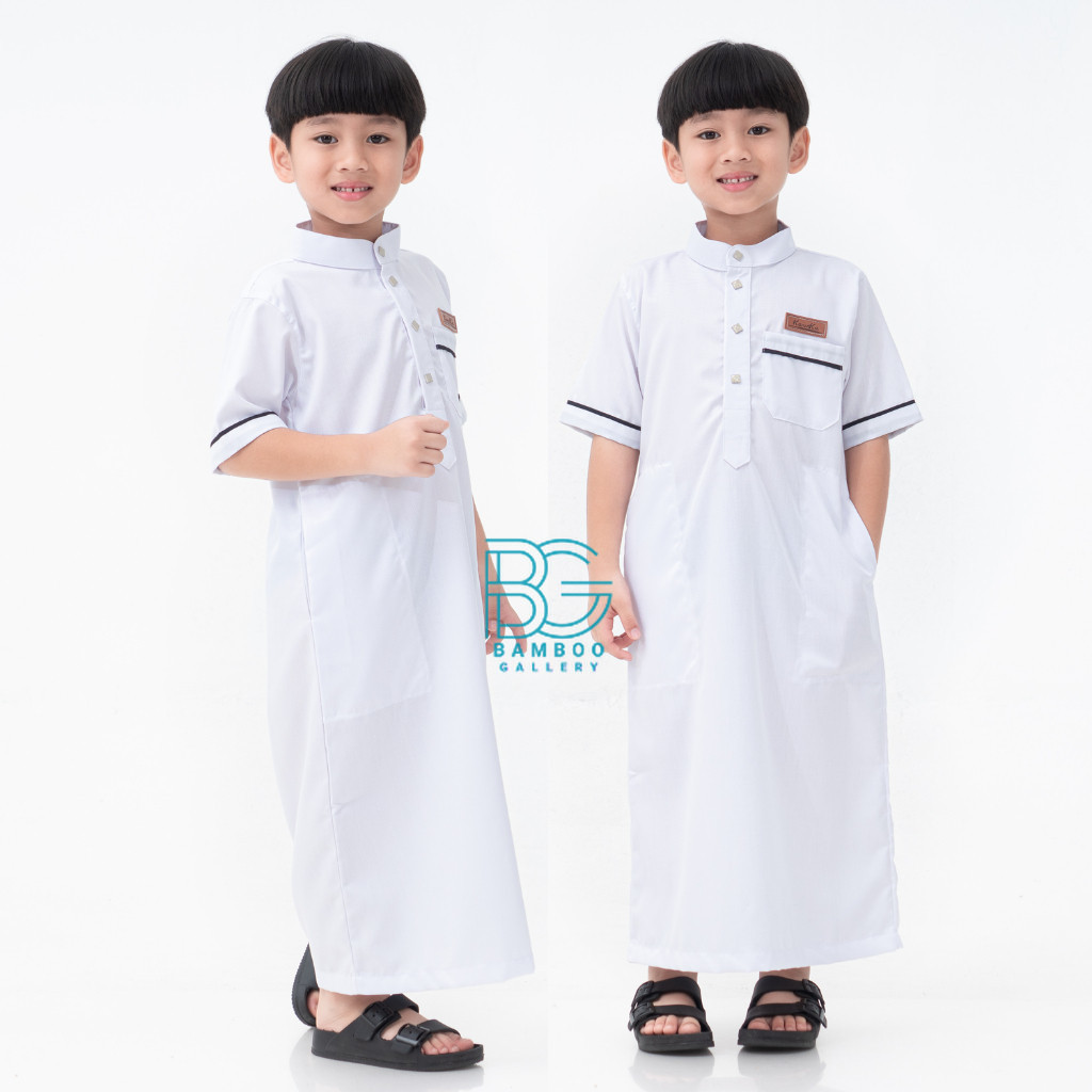 BG Jubah Anak Laki Laki Lengan Pendek | Gamis Anak Laki Laki 2-12 Tahun Baju Koko Anak Putih