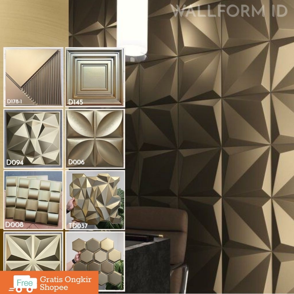 WALLFORM - Gold dan Rustic 50cm, 3D Wall Panel Wallpanel PVC