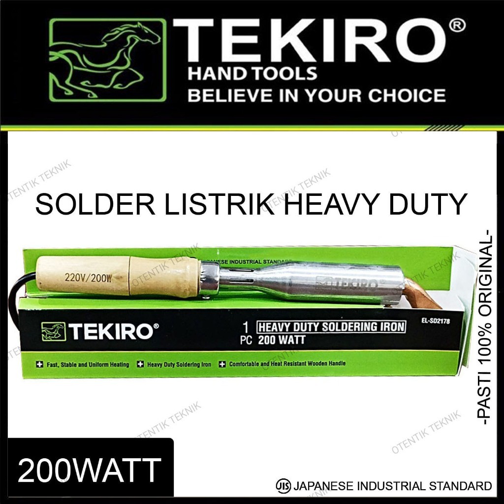 TEKIRO SOLDER PENSIL GAGANG KAYU 200W - HEAVY DUTY SOLDERING IRON 200 WATT - SOLDER PATRI LISTRIK 20