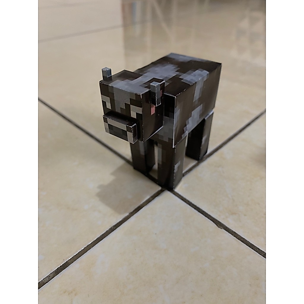 Papercraft Minecraft Hewan Sapi | Lembaran Pola, Sudah Digunting, atau Sudah Jadi | Dekorasi Mainan 