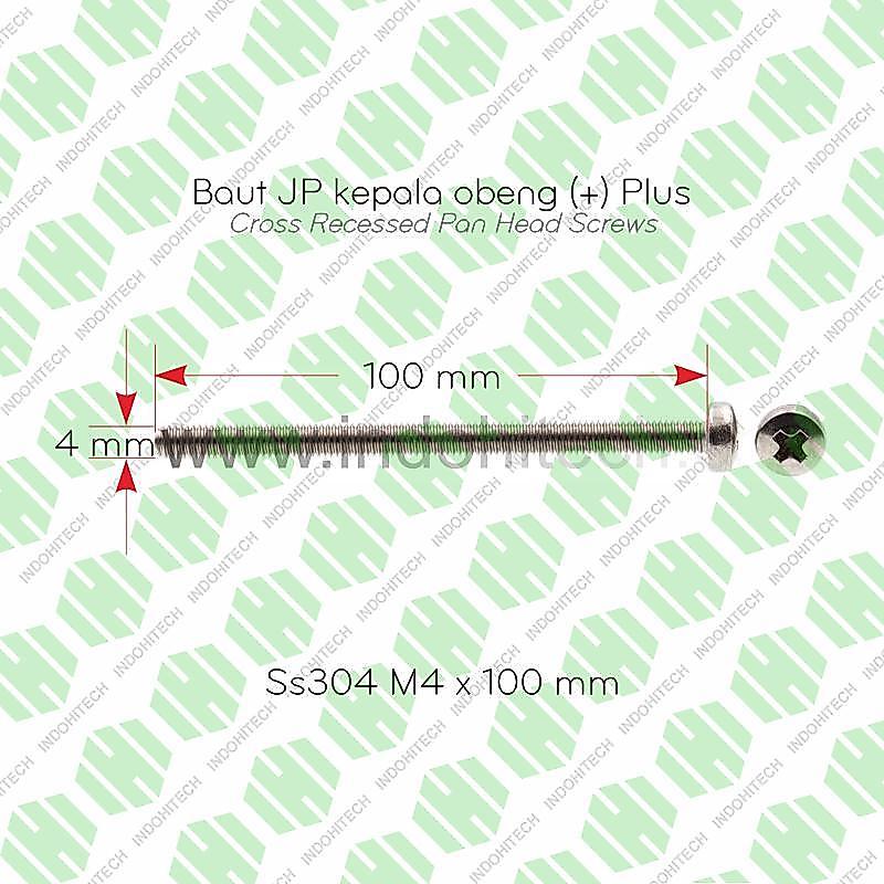 Baut JP M4 x 100 mm SS304 Baut JP Stainless M4x100