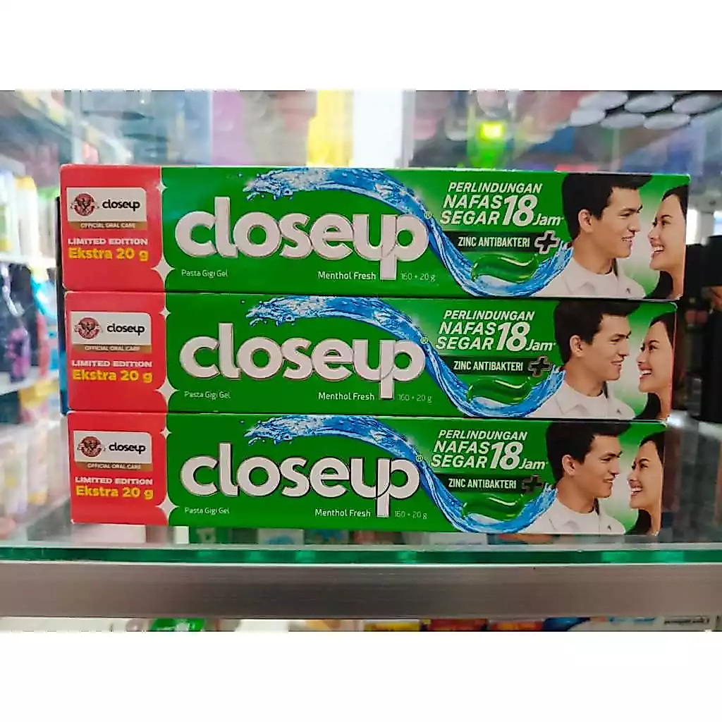 Closeup Menthol Fresh Zinc Antibacteri Pasta Gigi Gel 160g + Ekstra 20g