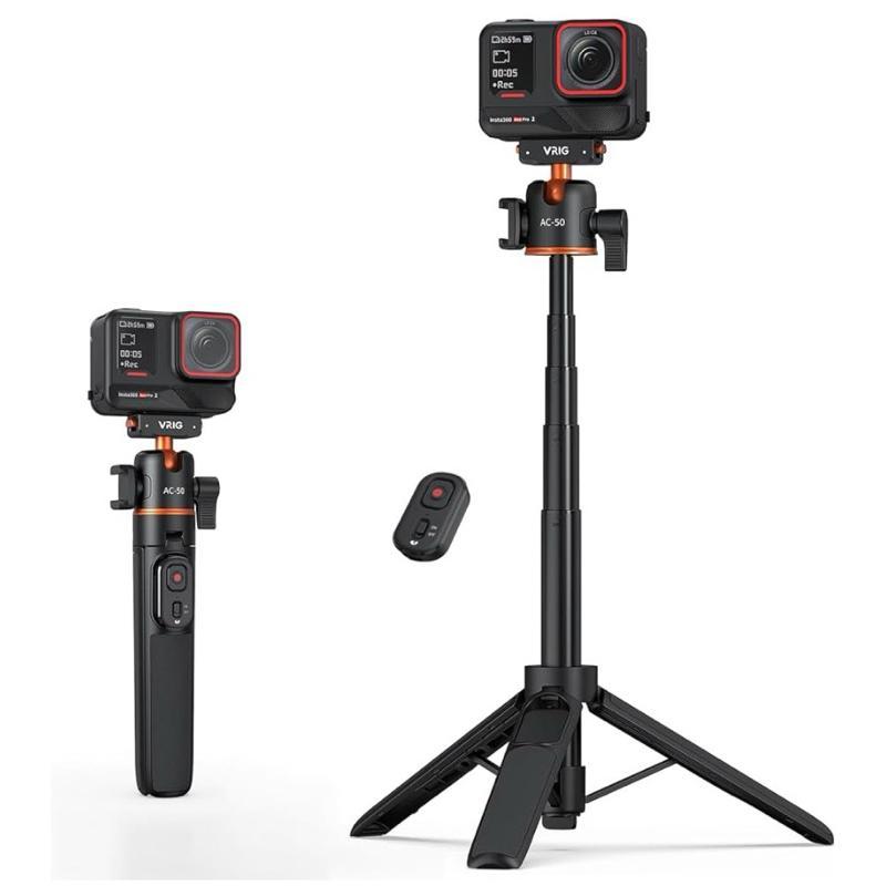 VRIG AC-50 Tripod Holder Kamera Selfie Stick Remote for Insta 360 Ace Pro 2 X4 X5 with Magnetic Quic