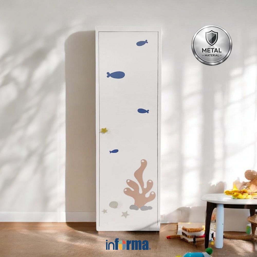 Informa Kiara Lemari Pakaian Anak 1 Pintu Metal - Putih Lemari Baju Almari Baju Lemari Kamar Lemari 