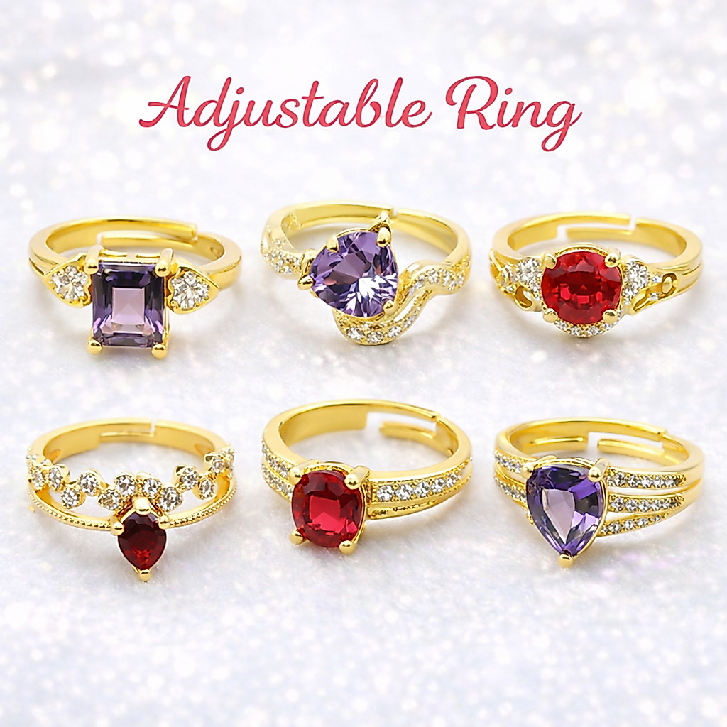 Cincin Batu Permata Wanita adjustable Ring Elegan | Cincin TITANIUM wanita Korean Style