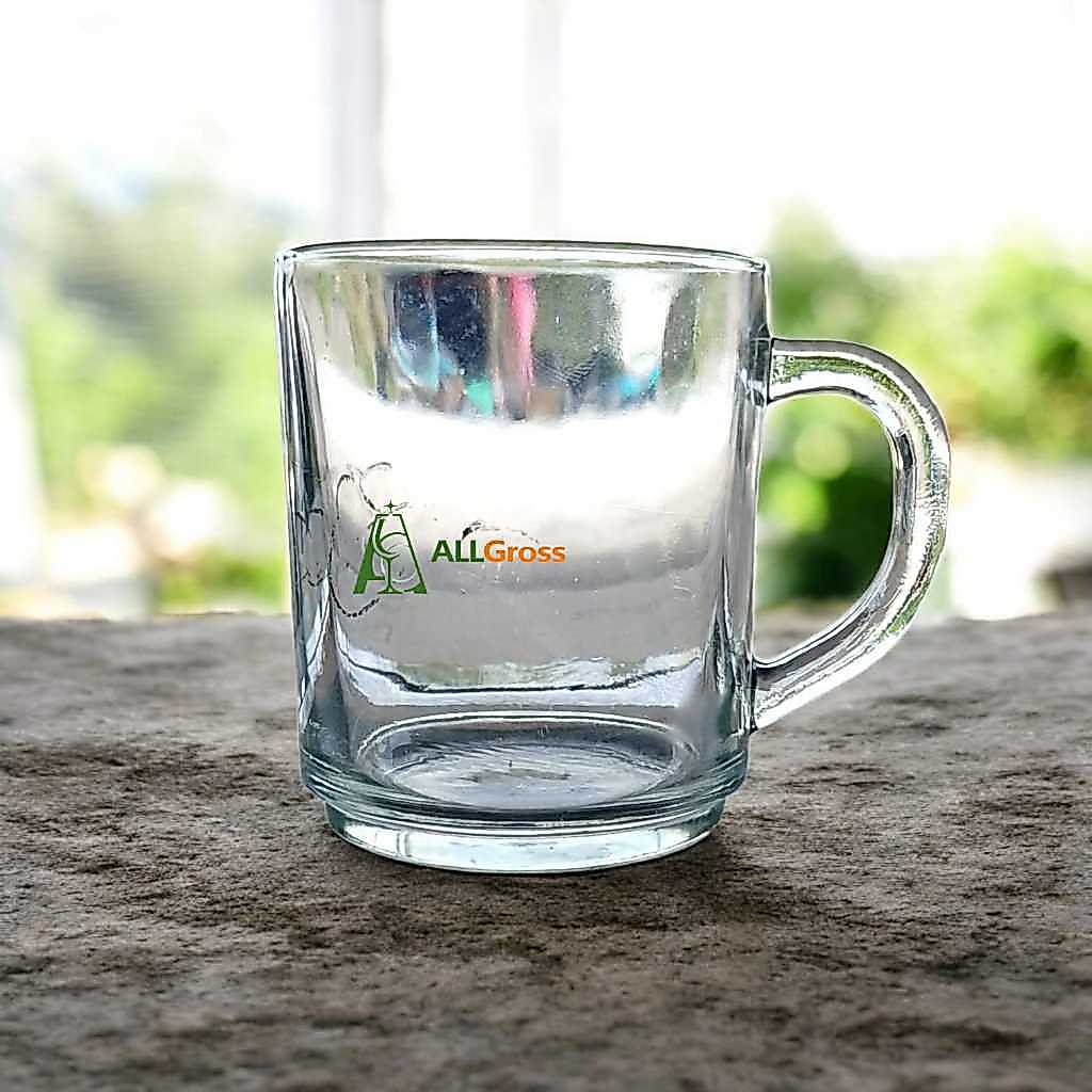 Gelas Kopi Kaca Polos Isi 6 Pcs | Cangkir Teh Beling Gagang | Mug Kaca Bening Grosir Allgross