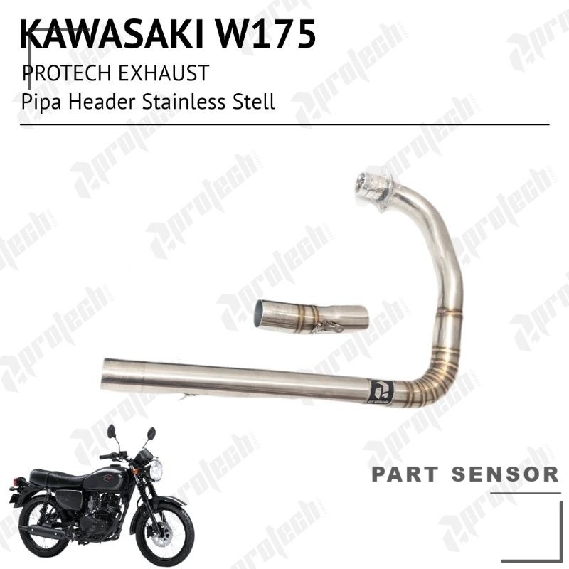 Kawasaki W175 — Header Stainless · Silver — foto 4