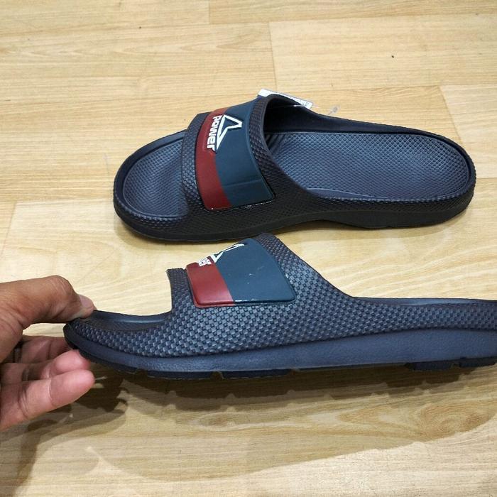 Promo Best Bata Power Sandal Slide Pria Terbaru Bahan Karet Awet Sandal Anti Air Warna Biru - Biru, 