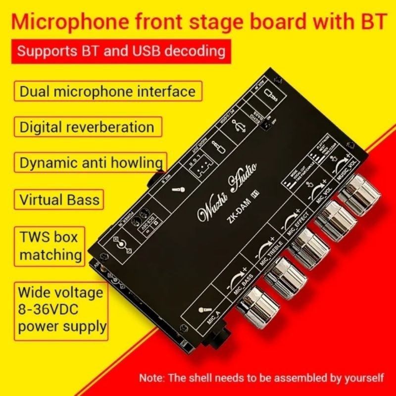 Reverb Digital Echo Effect Microphone Karaoke Bluetooth Wuzhi Audio ZK-DAM H1