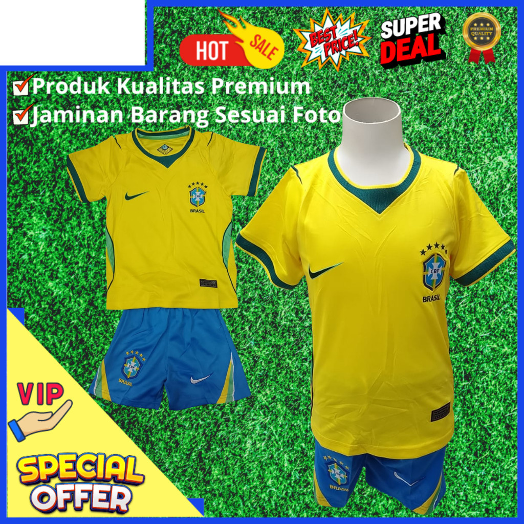 Kaos Bola Piala Dunia 2026 Brasil Anak Home / Jersey Bola Premium Piala Dunia 2026 Brasil