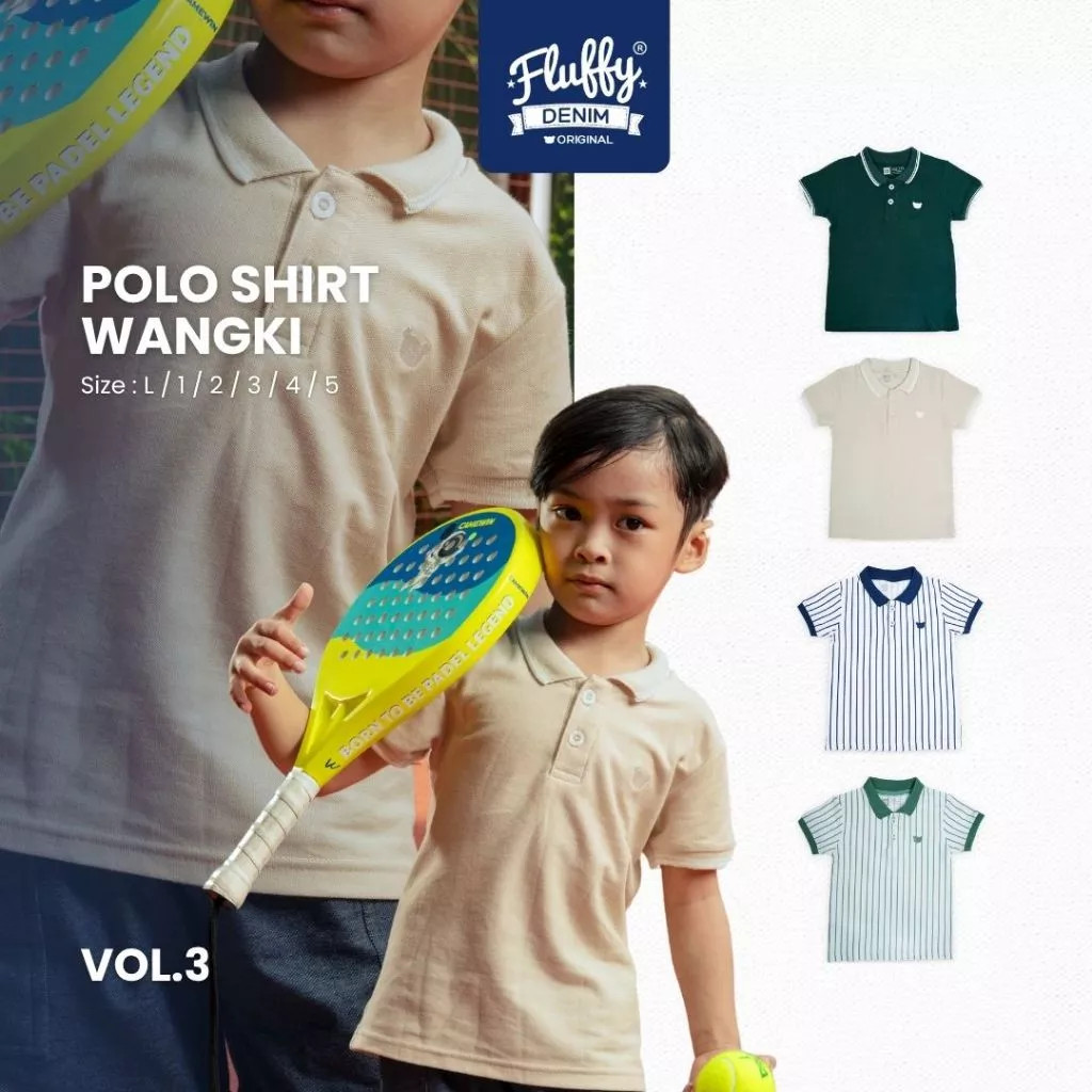Fluffy Denim Polo Shirt Wangki (Baju Polo Anak)