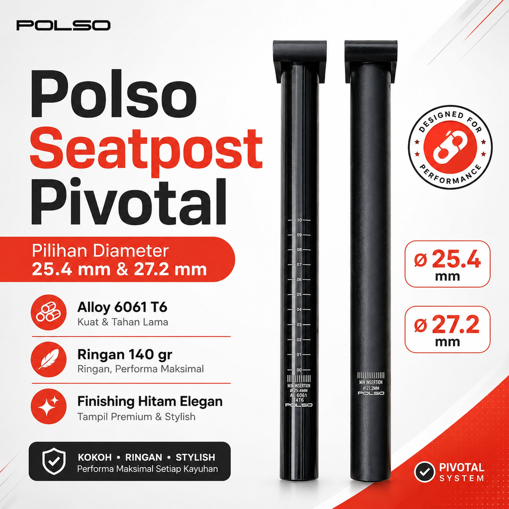Polso Pivotal Seat Post Tiang Jok BMX Dj Sadel Sepeda Tipe Pivotal 25.4 27.2 mm Alloy Seatpost