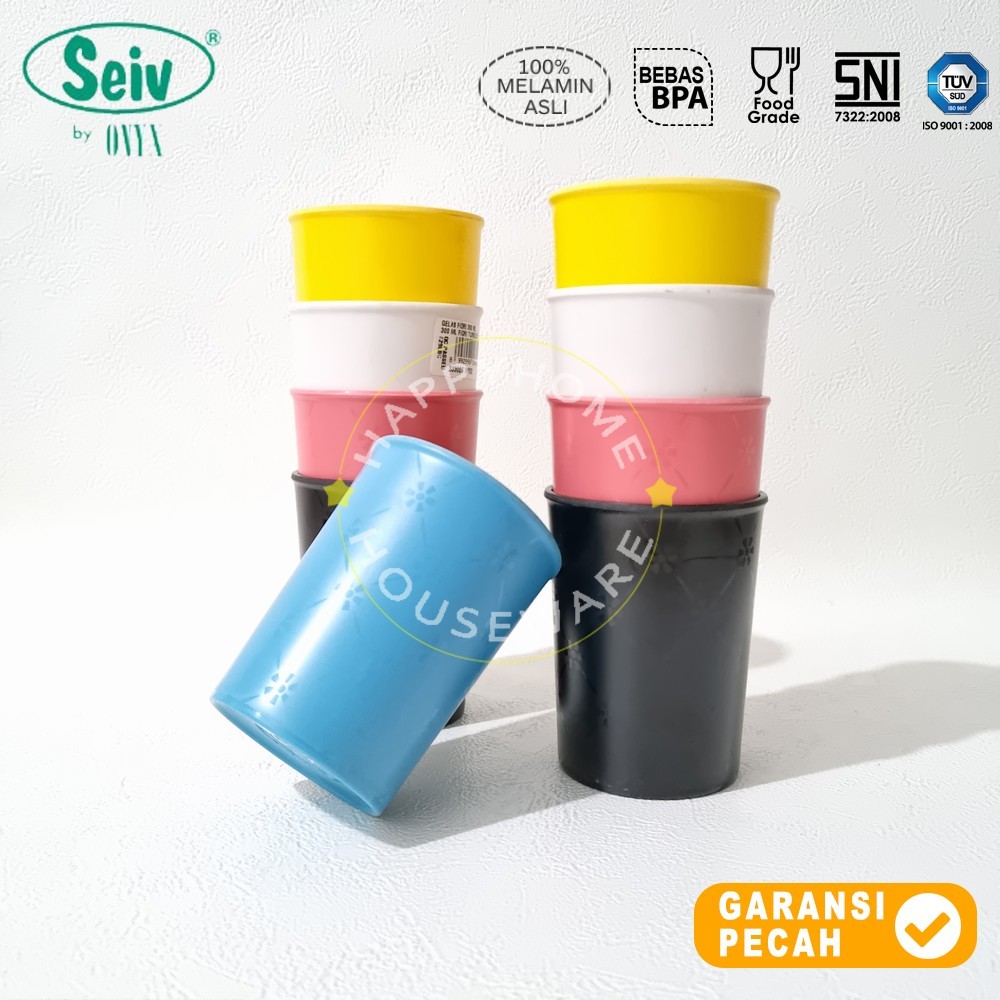 SEIV Gelas Melamin 300ml Fiori Biru Gelas Minum Mug Seiv by Onyx 9cm