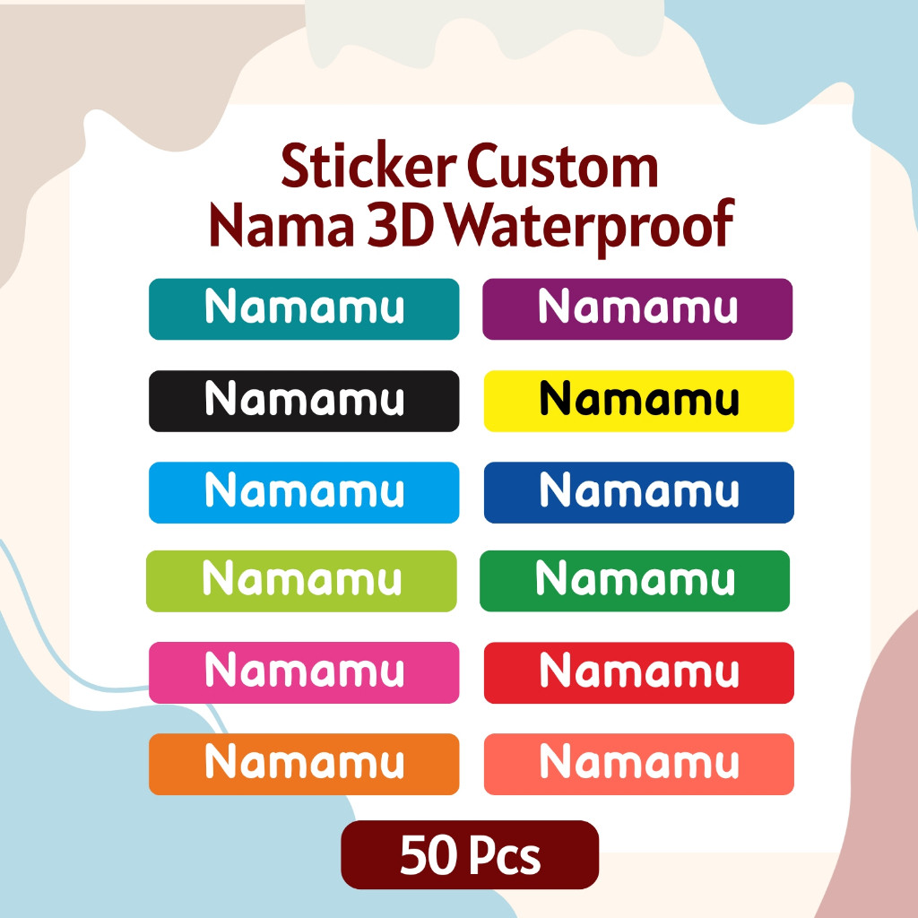 

Sticker Waterproof 50 Pcs Custom Nama Piring Sendok Botol Gelas Perabotan timbul label