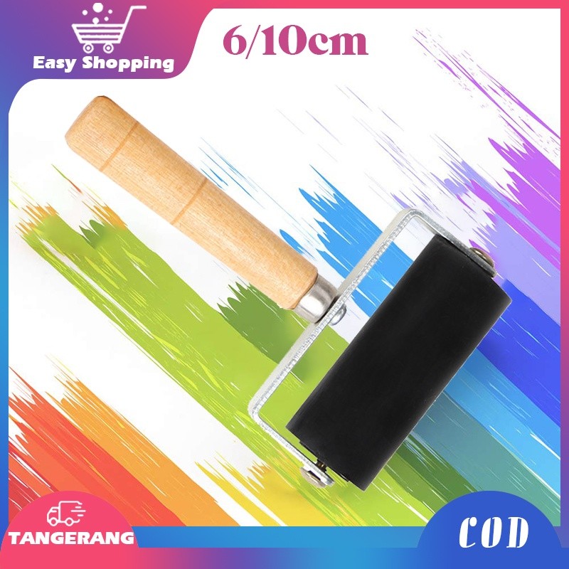 

6/10 cm Roller Karet Hard Roll Rubber Roll Grafis Wooden Handl Untuk Printmaking
