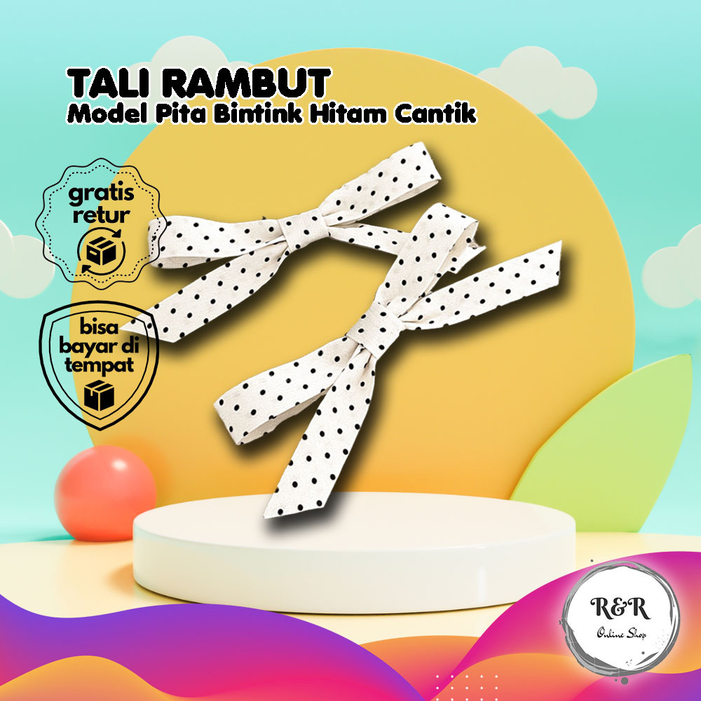 Aksesoris Fashion Cantik Motif Polkadot Casual Cute Manis Hair Ties Pita Tali Rambut Model Pita Hita