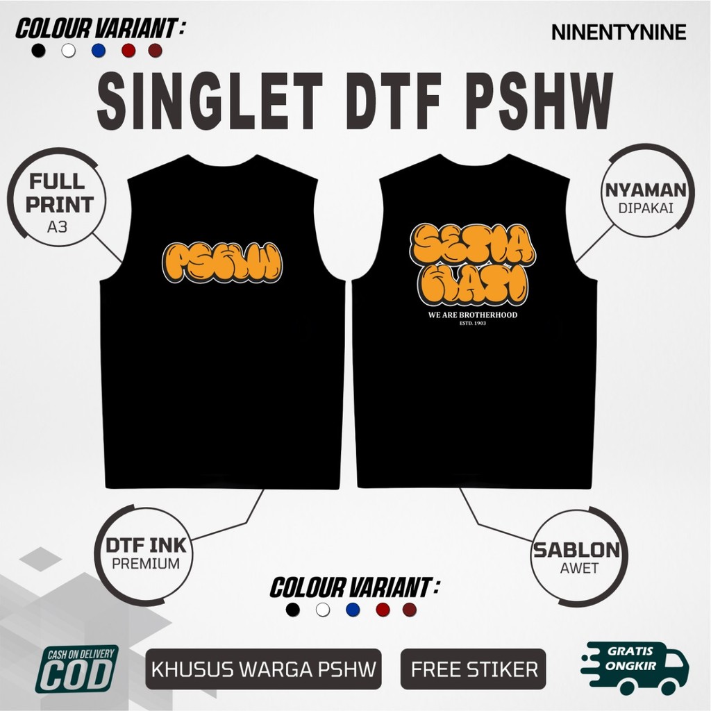 KAOS SINGLET PSHW PERSAUDARAAN SETIA HATI BROTHERHOOD SINGLET PSHW LAMBANG - SINGLET PSHW SIMPEL