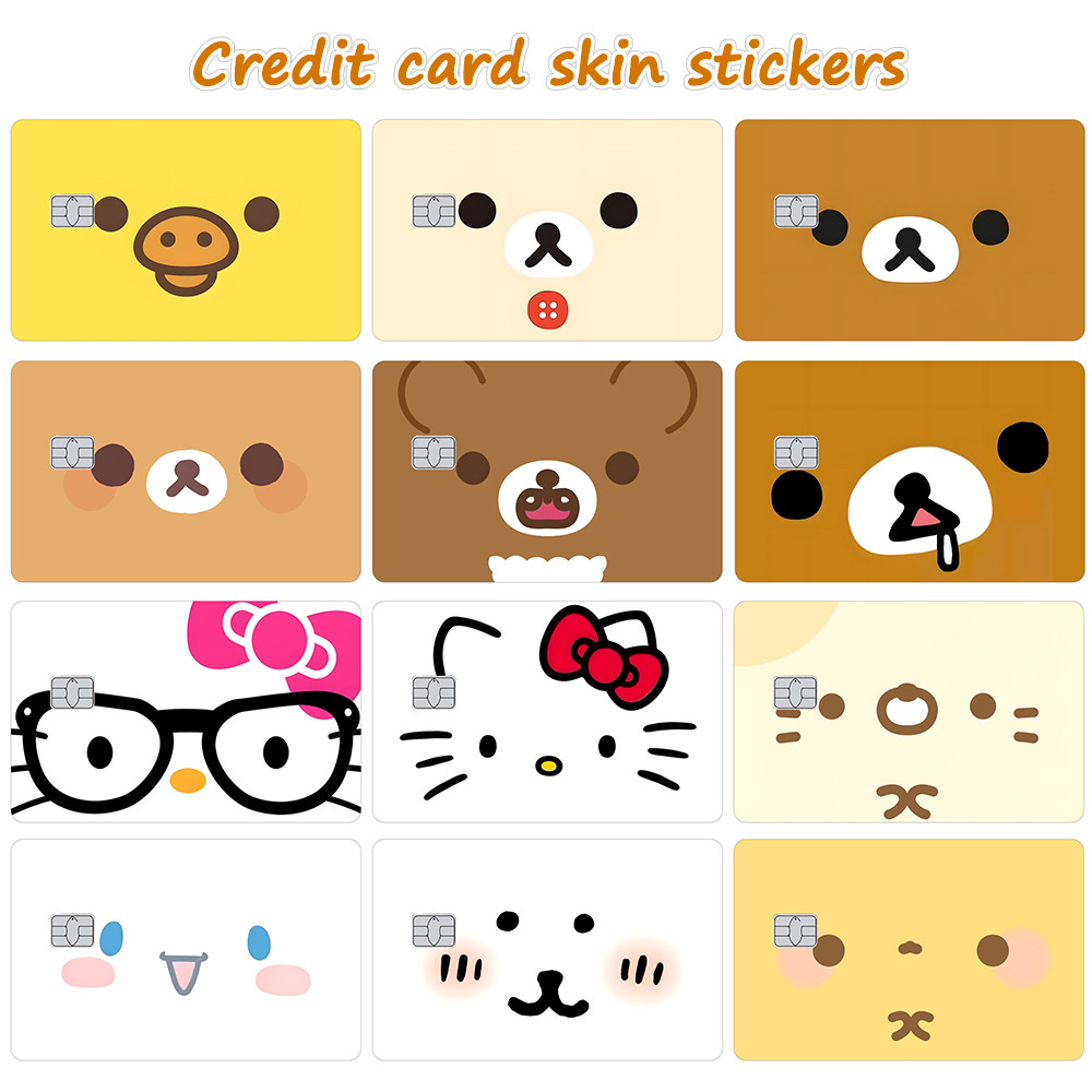 

Cartoon Kawaii Rilakkuma Credit Card Skin Stickers Matte Anti Scratch Suitable for VISA Card Bus and Subway Contactless IC Cards