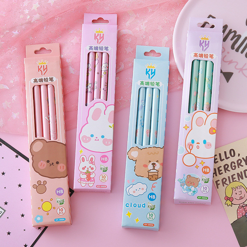 

1 SET 10 PCS PENSIL DAN PENGHAPUS MOTIF KARTUN LUCU / PENSIL MURAH LUCU LG