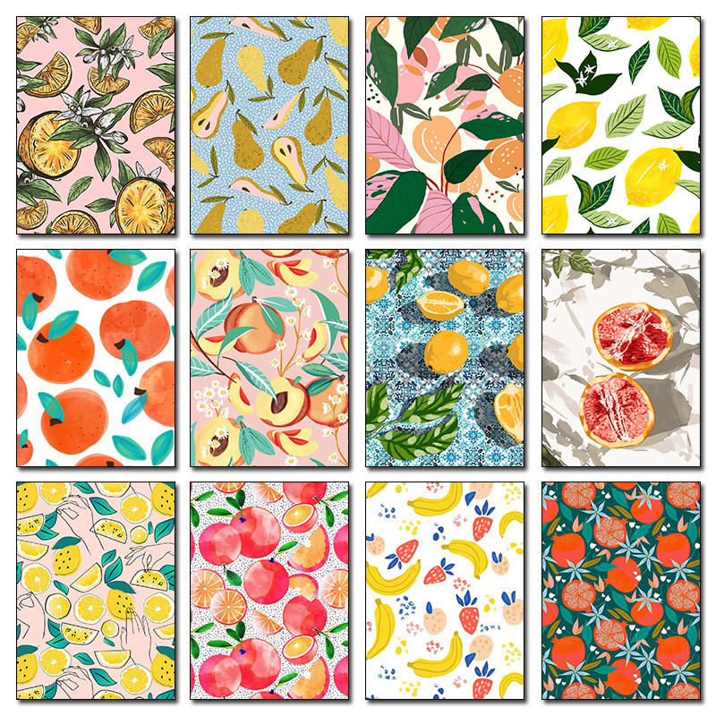 

Pure and Fresh Style Fruits Watercolor Painting Poster Canvas Printed Wall Art Picture Room Decor Aesthetic Decoration for Grils