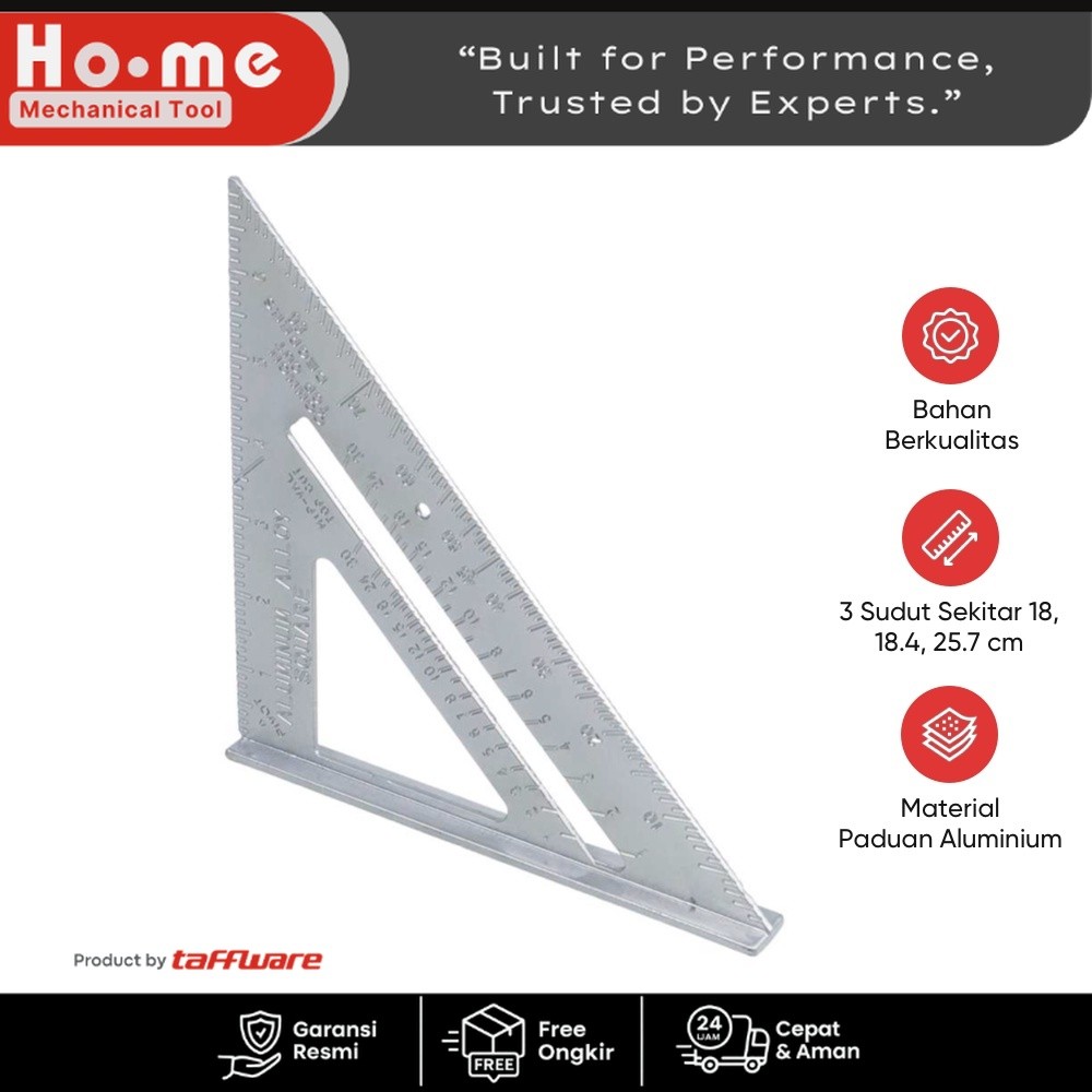 

Taffware Penggaris Siku Mistar Triangle Ruler Aluminium - VK18