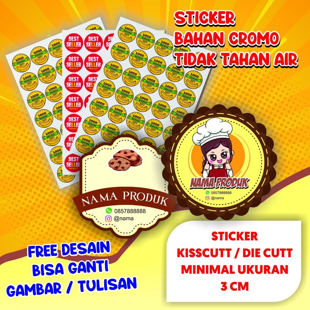 

Stiker Label Makanan Custom/ Stiker Toples Kue Lebaran / Logo Makanan Custom