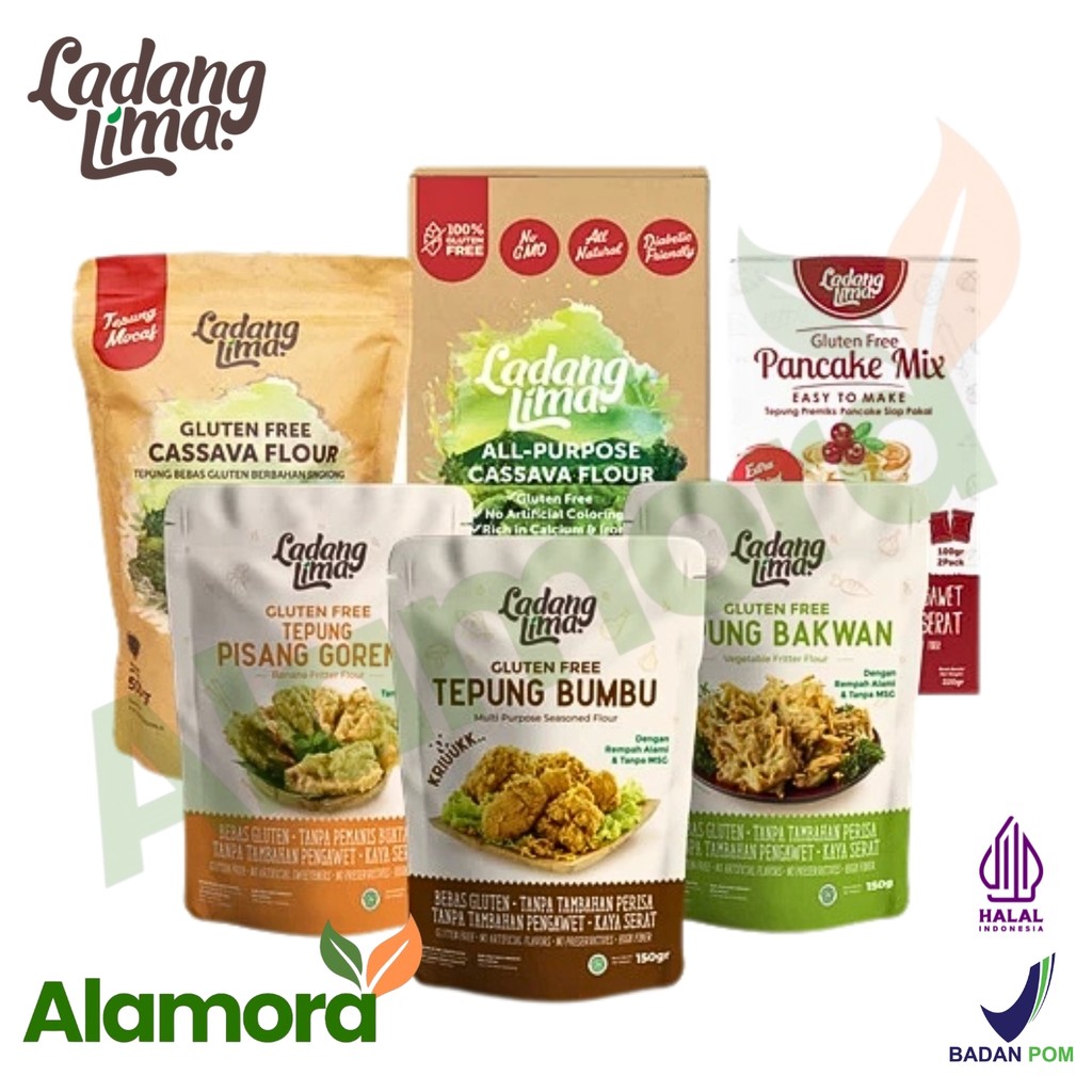 

Ladang Lima Tepung Bumbu Premix Gluten Free Singkong Pancake Pisang Bakwan Brownies