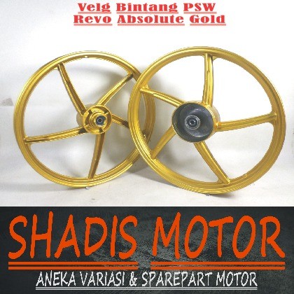 Velg Bintang Motor Merk PSW Ukuran 140/160 Ring 17 Motor Revo Absolute Warna Gold Velg Palang Motor 